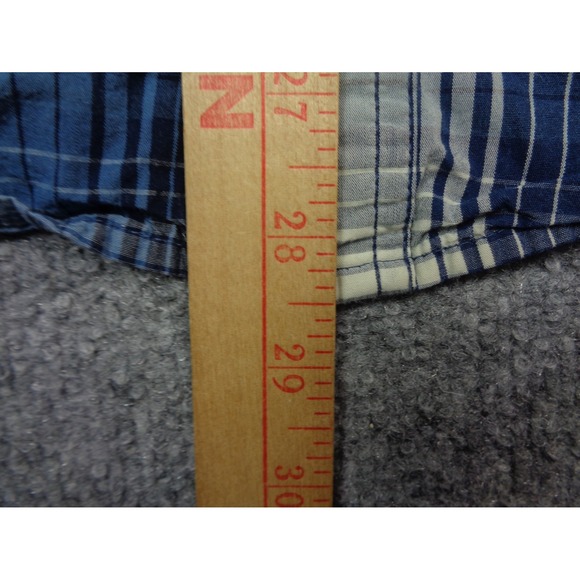 Filson Shirt Mens L Blue White Washed Feather Cloth Plaid Short Sleeve - Picture 12 of 13